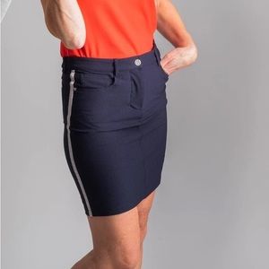 MOVETES SEERSUCKER SKORT - MIDNIGHT BLUE/WHITE STRIPE